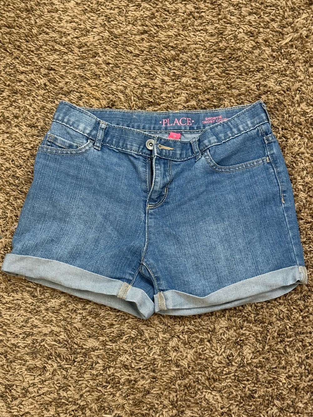 The Childrens Place Girls' Blue Denim Rolled-Hem Shorts